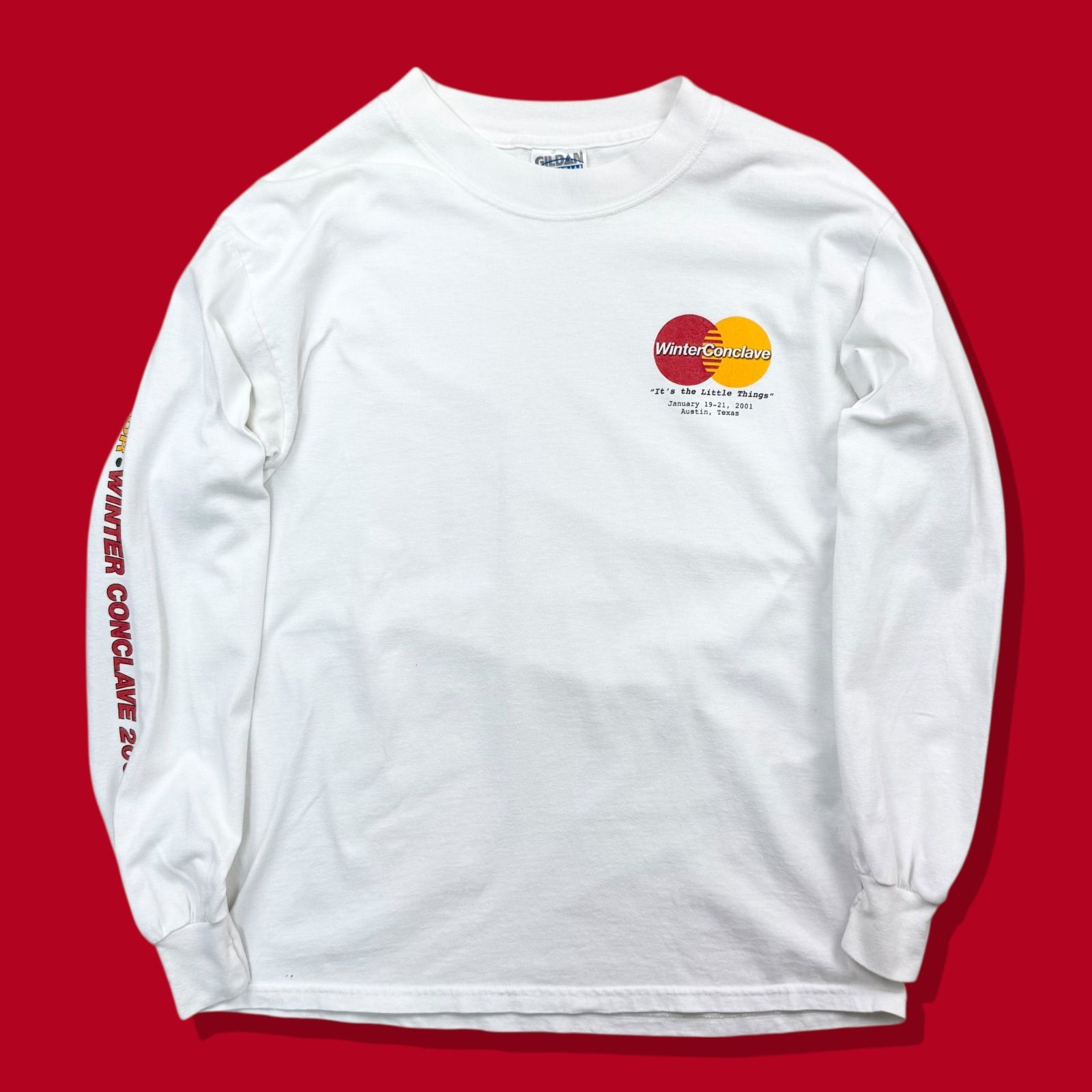 00s Y2K マスターカードパロディヴィンテージ長袖Tシャツ ロンT ジョーク グラフィック 企業系 ビンテージ