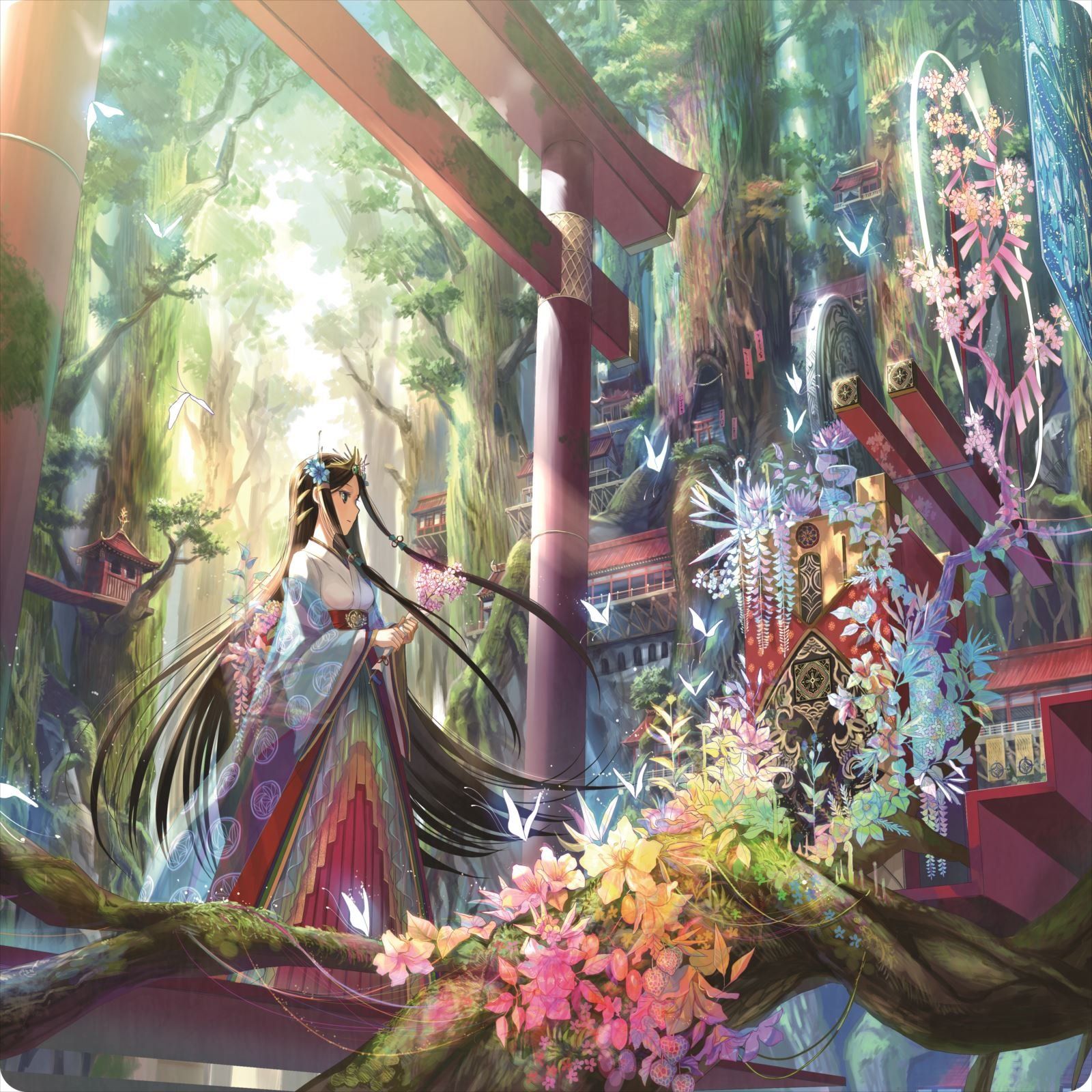 おもちゃの神様 オリジナル ラバープレイマット VSプレイマット Vol.1 「森の彩壇」【illust:藤ちょこ】60×60cmサイズ 厚さ 2mm の特大サイズ! これ1枚で二つのデュエルフィールドを用意! あらゆ