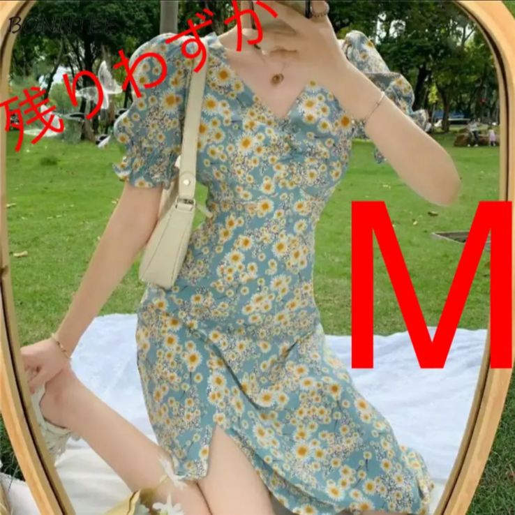 フラワー Vネック 韓国ファッション 韓国 ワンピース 花柄 グリーン 夏 夏物 eriko☆レディースアパレルShop メルカリ