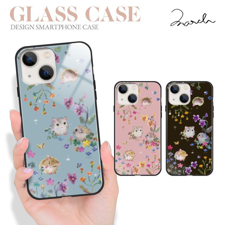【F】【3cm】  iPhone13 iPhone 13 ガラス ハイブリッド スマホケース アイフォン13ケース カバー まーち アニマル デザイン TPU 耐衝撃 背面ガラス 9H 【受注生産】