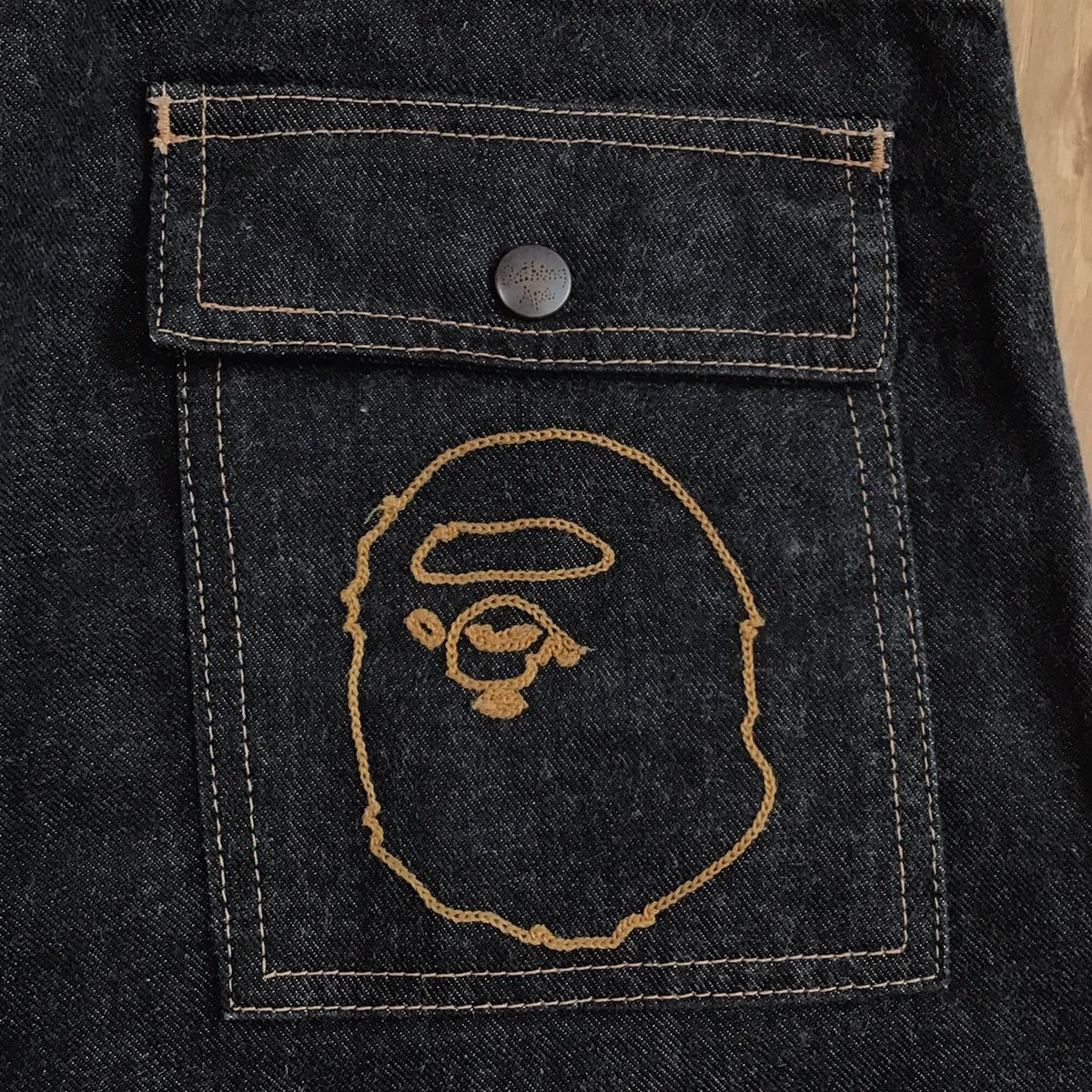 ☆初期☆ APE HEAD 刺繍 ブラック デニム パンツ Sサイズ a