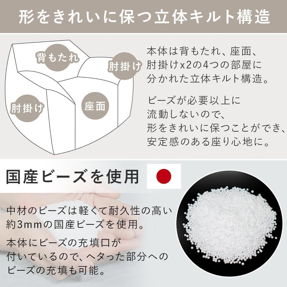 ライトグレー フランネルカバー ソファー 1人掛け LNG-90F 一人掛け ソファ ラウンジャービーズソファ 身体を包み込む贅沢ソファー アイリスプラザ MARWIL-DEMENAGEMENTS_CH