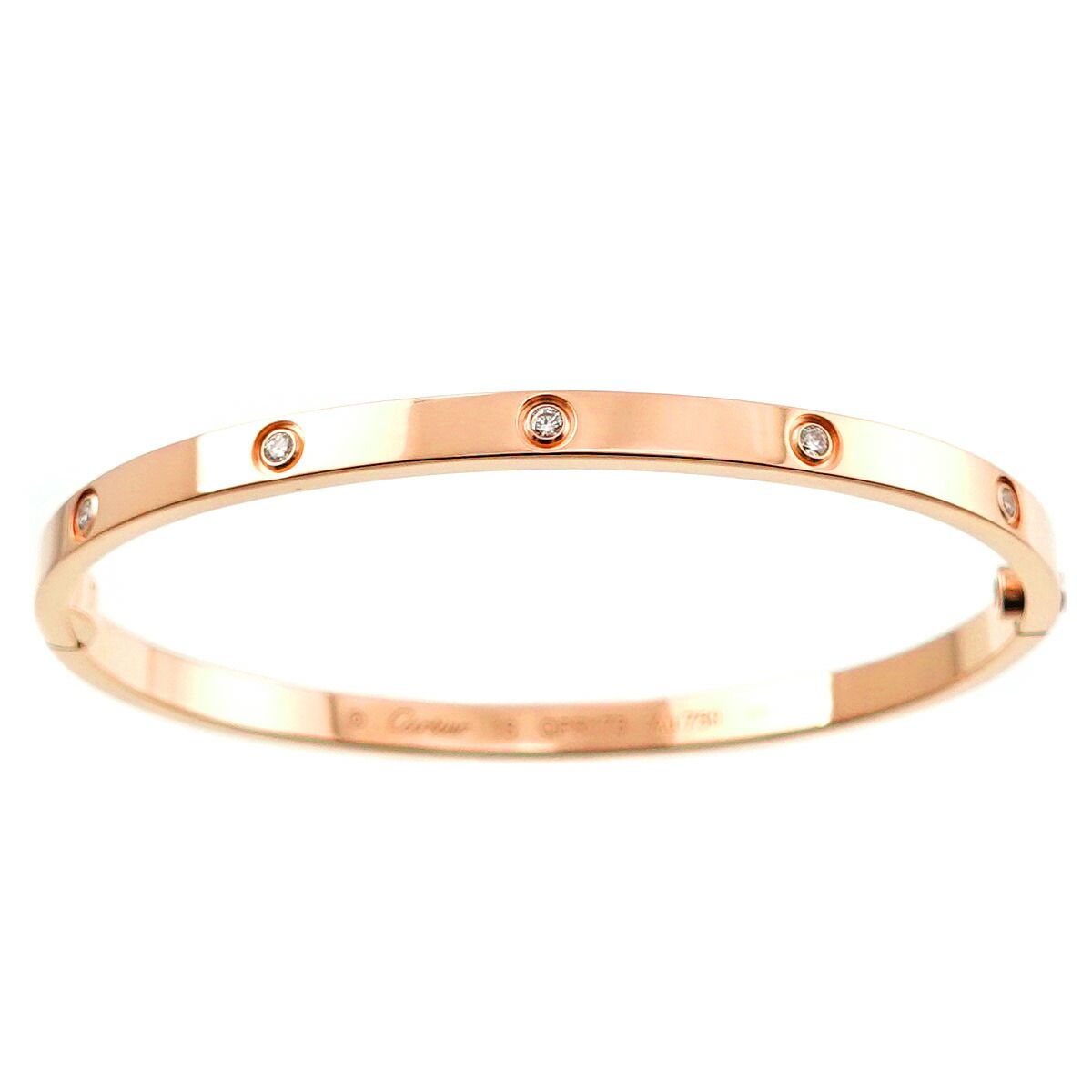 カルティエ Cartier ラブ ブレス SM フル ダイヤ 10P #16 K18 PG