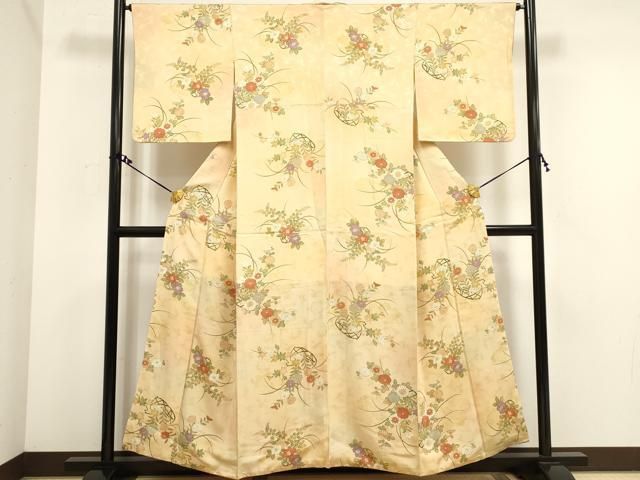 平和屋着物●上質な色無地　横縞地紋　飴色　正絹　逸品　AABB4339ph 平和屋着物○上質な色無地 横縞地紋 飴色 正絹 逸品 AABB4339ph