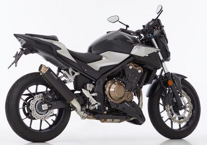 SHARK / シャークマフラー SRC 4 slip on exhaust (2-1)  Black  Round | 845101