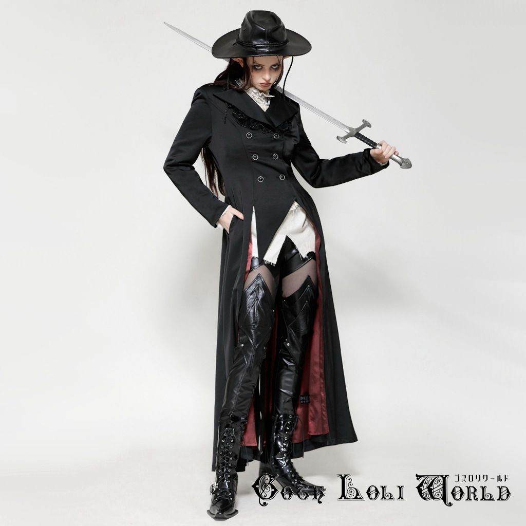 JW279 ロング丈 トレンチコート ファッション ゴシック ゴスロリ