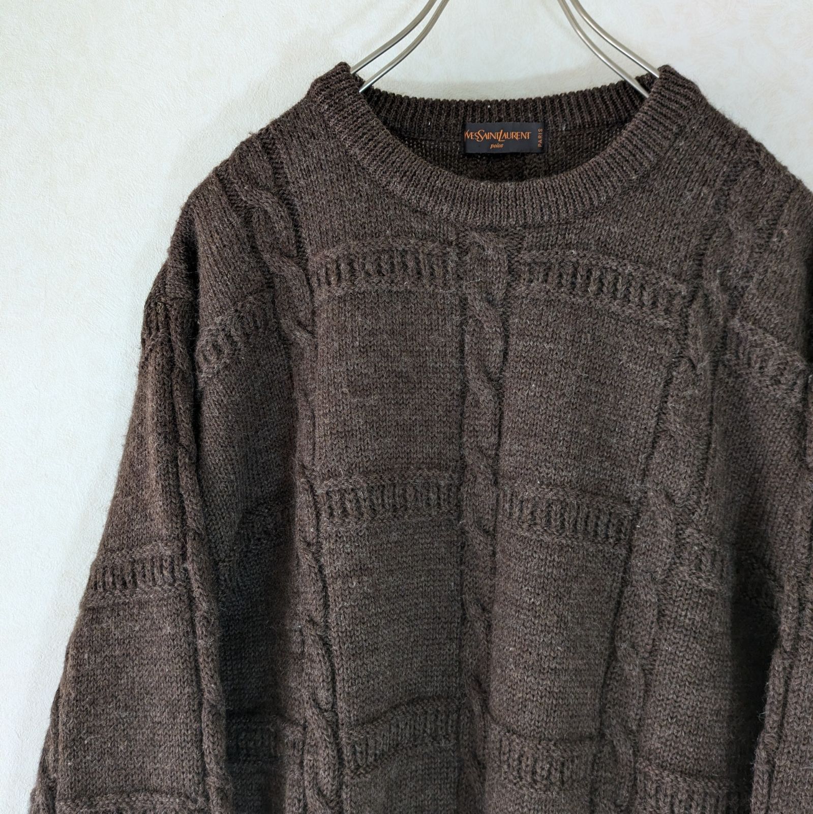 90s【YVES SAINT LAURENT】イブサンローラン ケーブルニット セーター 