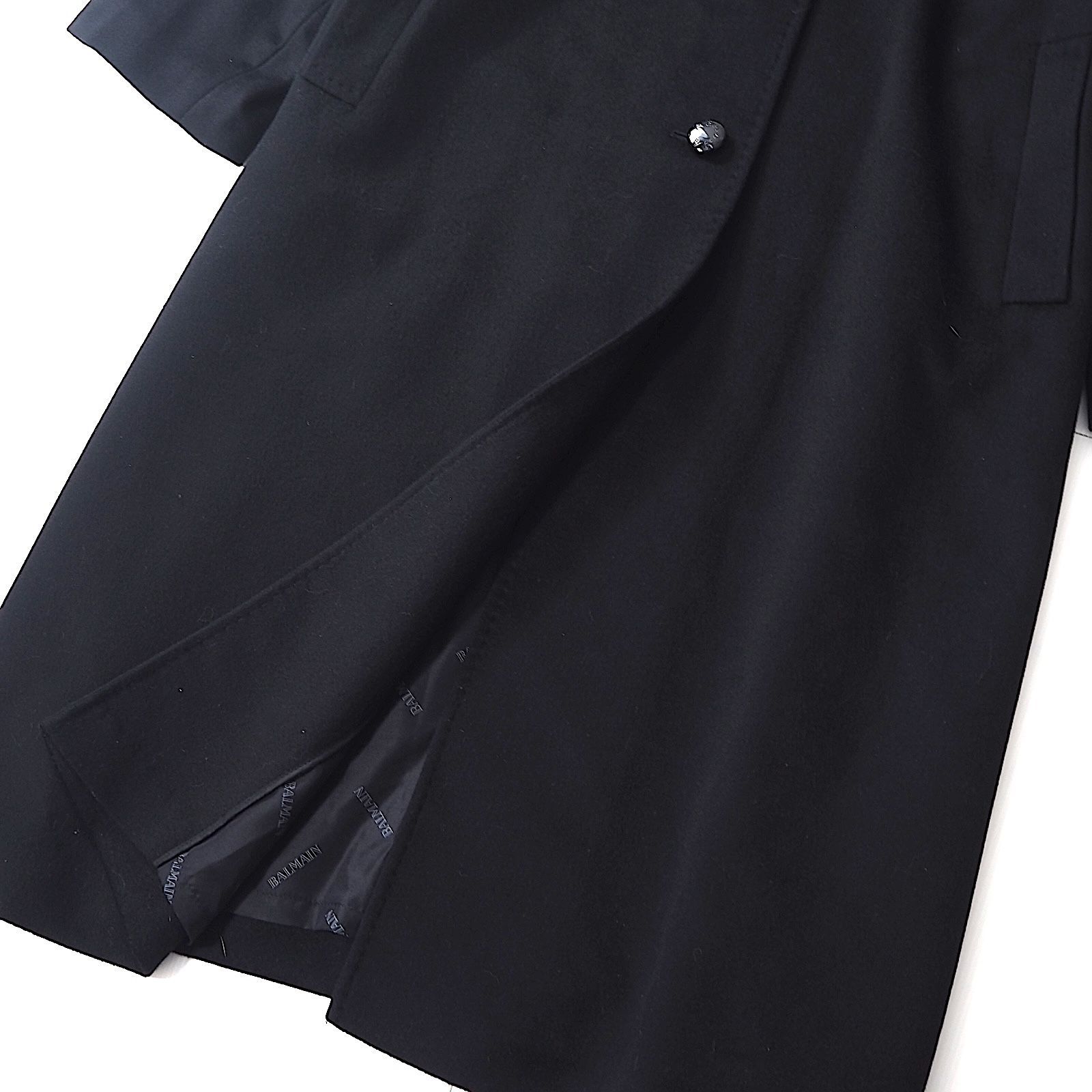 ◎美品 バルマン BALMAIN ピュアカシミヤ 襟ミンクファー MINK ロング