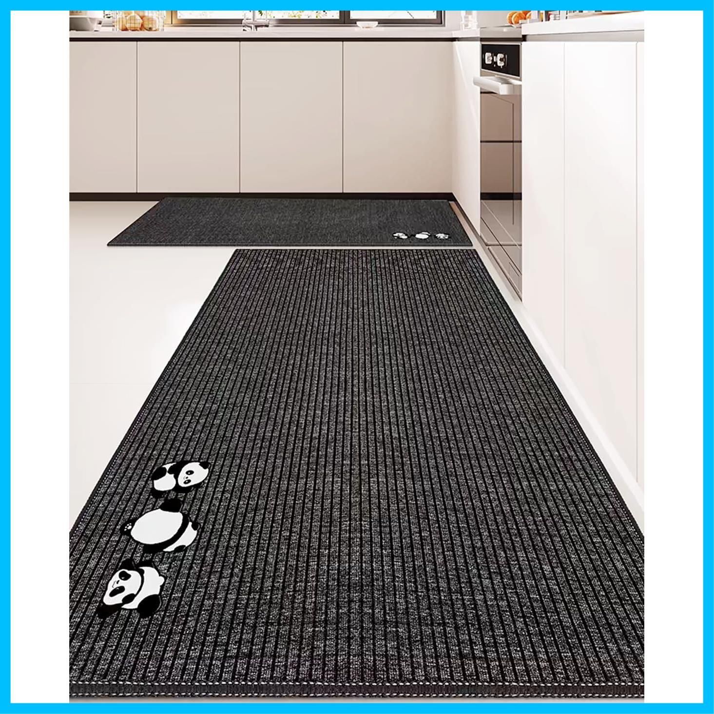 セール 撥水 防汚 滑り止め 厚さ7ｍｍ TPRマット クッション性のある 洗濯いらず お手入れ簡単 拭ける ずれにくい キッチンマット 台所マット ブラック 60*240 Bcrio