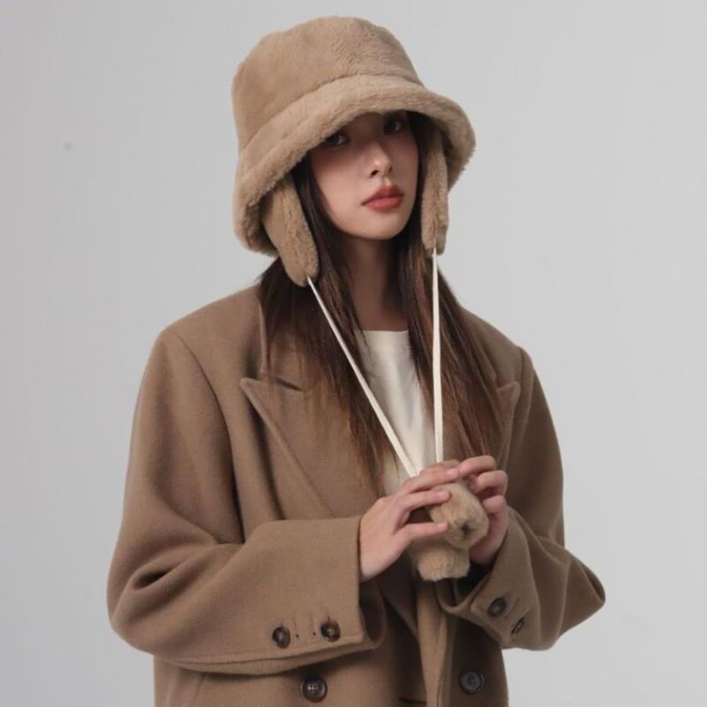  売切注意 お早めに 取り外し可 2 way フェイクファー イヤーマフ おしゃれ かわいい ふわふわ 折りたたみ ハット あったか レディース 防寒 小顔 バケットハット 自転車 帽子 秋冬用 YOUHA プレゼント ハット 帽子