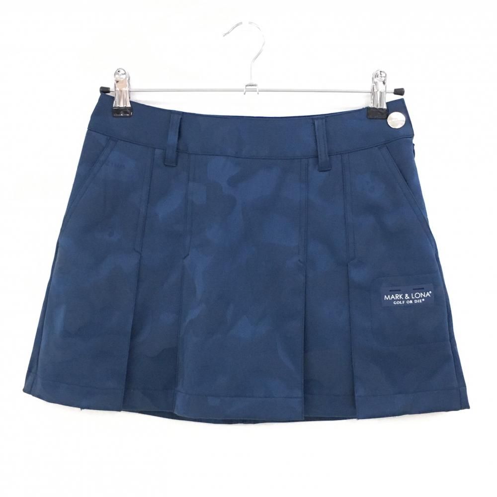 価格 超 マークアンドロナ スカート ネイビー 迷彩 スカル カモフラ レディース 36 S ゴルフウェア モデル MARK＆LONA