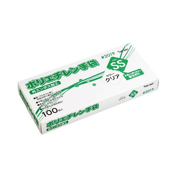 〔まとめ〕 川西工業 ポリエチレン手袋 2019 外エンボス クリア SS 1セット 1000枚 100枚×10箱 〔×3セット〕 使い捨て手袋