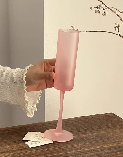 ピンク エレガントなピンクフロストシャンパングラス2個セット
