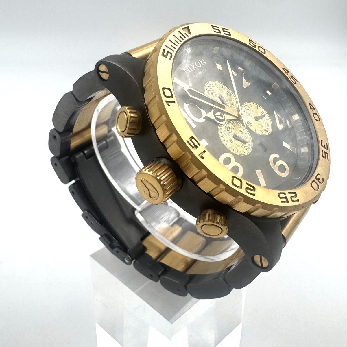  NIXON THE 51 30 CHRONO ニクソン クロノグラフ デイト クォーツ 腕時計 ゴールド ブラック 箱 腕時計(クォーツ) 腕時計(アナログ)