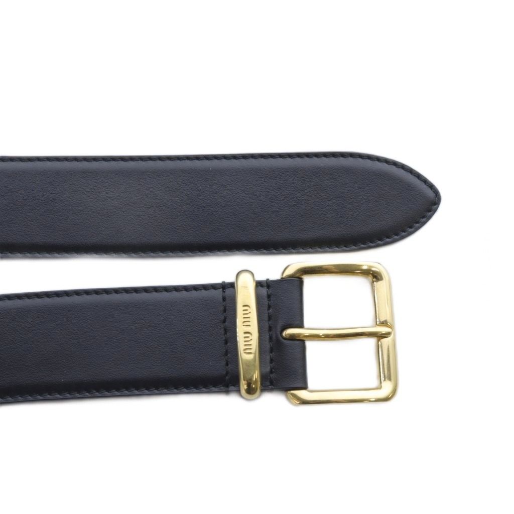 ミュウミュウ miumiu レザー スクエアバックルベルト 30/75 黒  