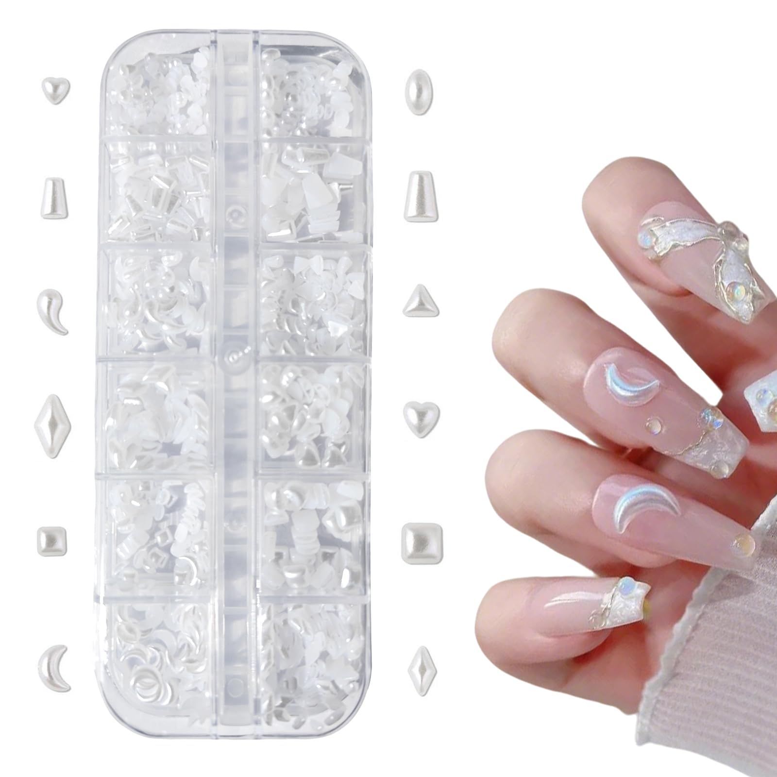 在庫処分】パール ネイルパーツハート 菱 月 正方 三角 楕円