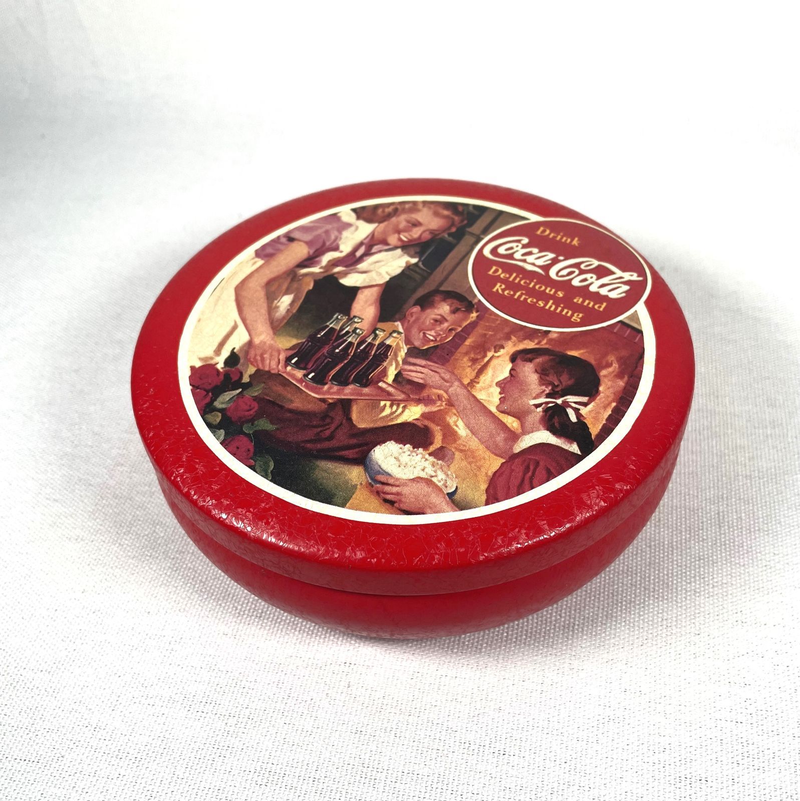 90s Coca Cola Round Tin コカコーラ ブリキ缶 90年代 アンティーク