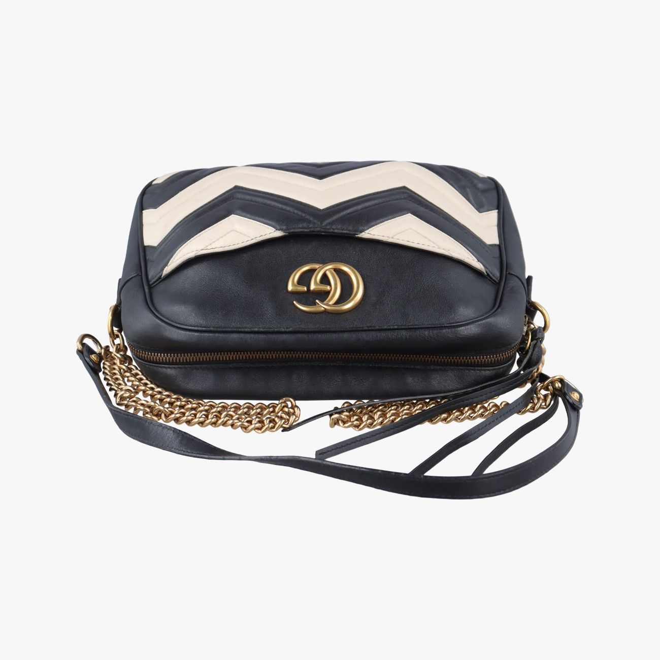 グッチGucciGGマーモントブラック×ホワイトレザー443499I020359807