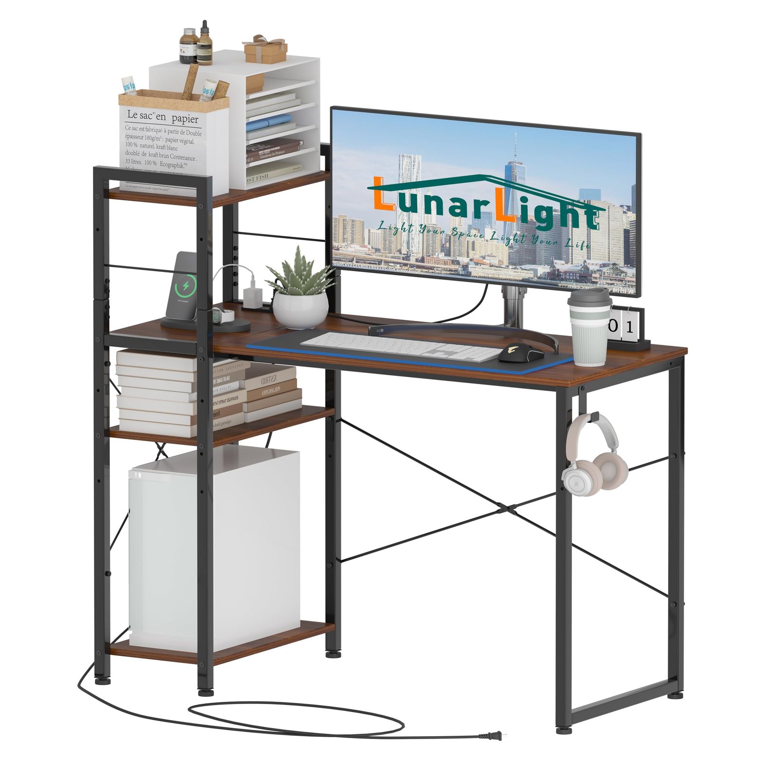 ☆即日発送☆LunarLight PCパソコンデスク 机 幅110奥行48高さ110cm