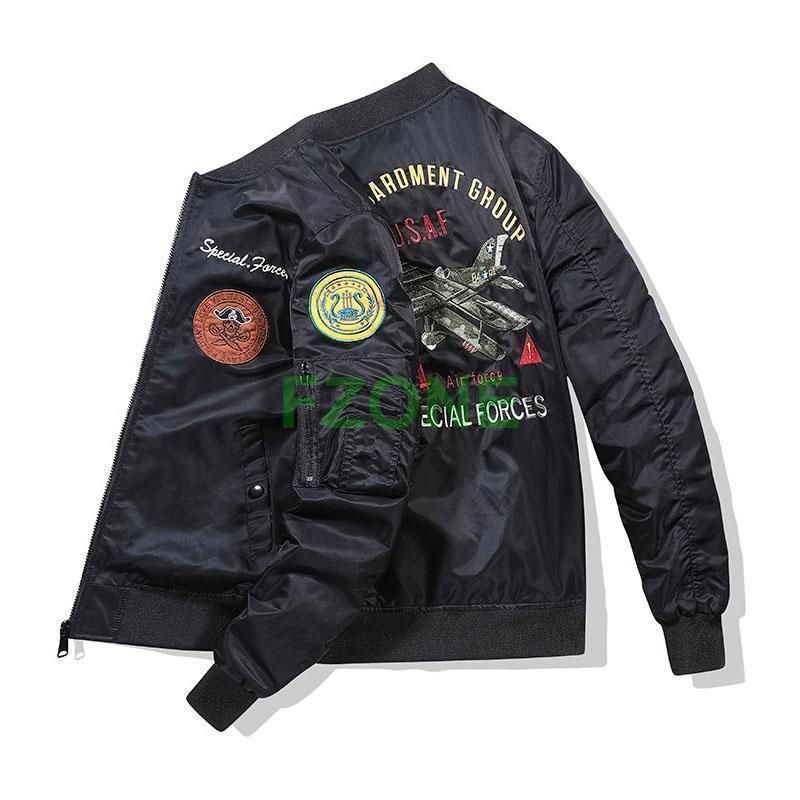 MA1 メンズ ミリタリージャケット 中綿コート 刺繍 立ち襟 防風防寒コートジャンパー バイク ブルゾン アウター フライトジャケット カジュアル オシャレ