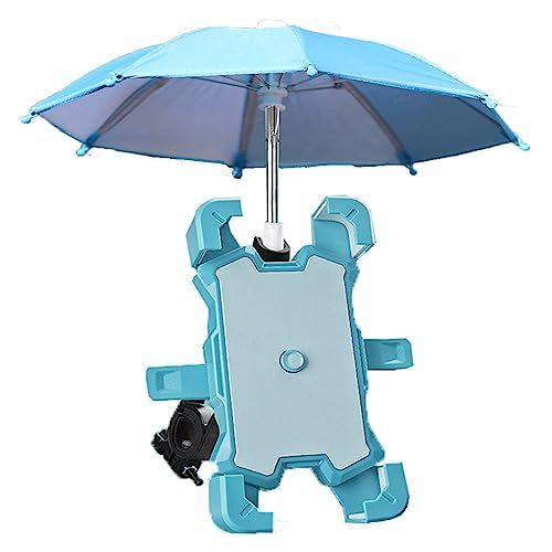 青い 自転車 スマホホルダー かわいい ピンク色 ミニ傘付き 防雨 遮光 日除け 日焼け止め 自転車携帯ホルダー スタンド 4.7-7.0インチのスマホに多機種適用 けいたいホルダー 360度回転 自由調
