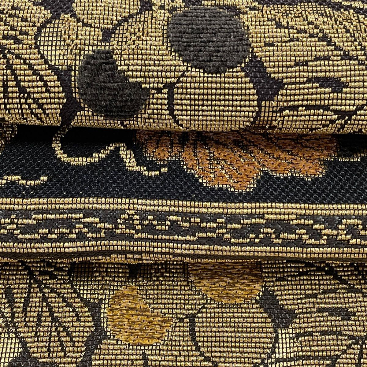 ER-10 袋帯　【誉田屋源兵衛 】黒色　金糸　七宝繋ぎ　証紙 ER-10 袋帯 【誉田屋源兵衛 】黒色 金糸 七宝繋ぎ 証紙