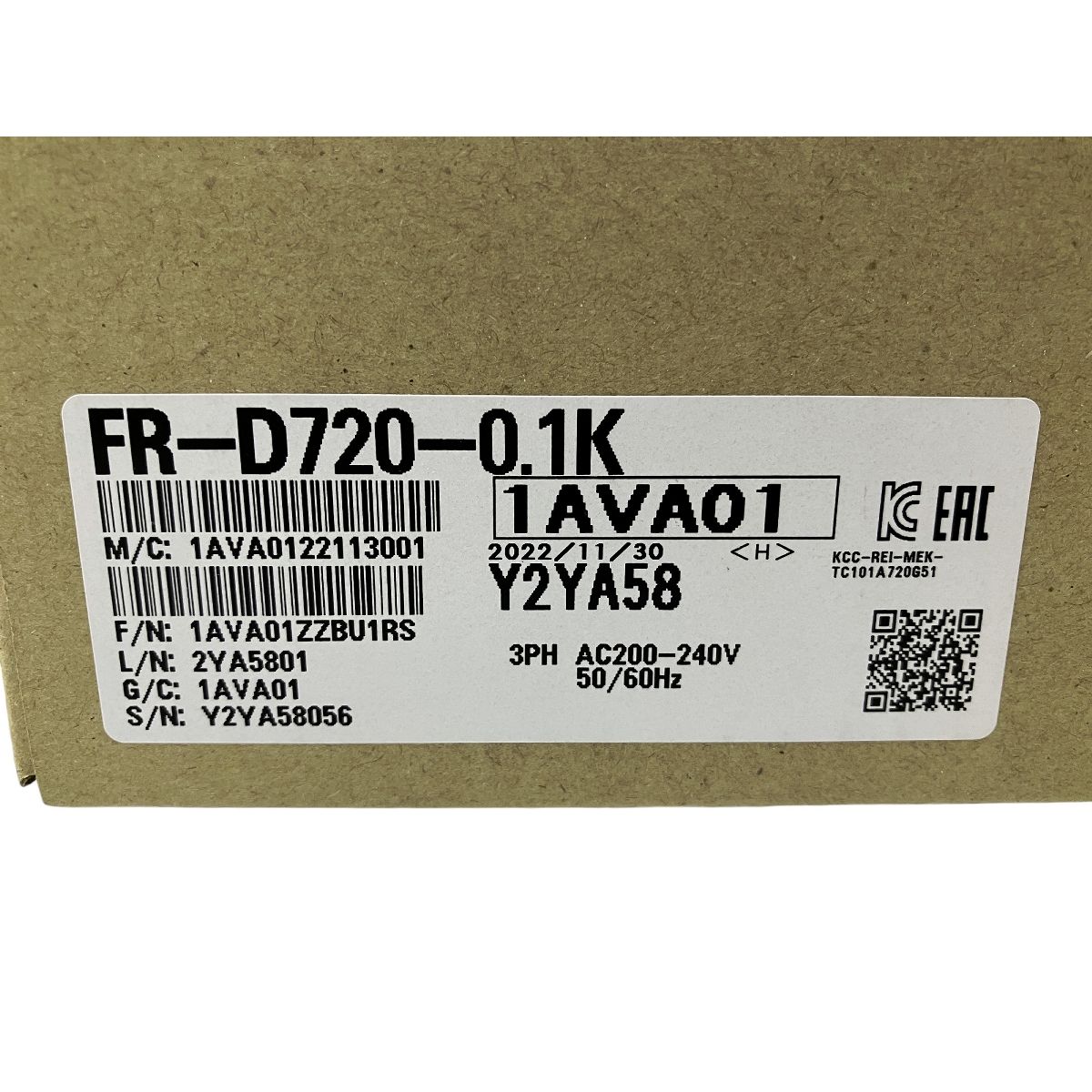 MITSUBISHI 三菱製 インバーター FR-D720-0.1K 未開封 未使用