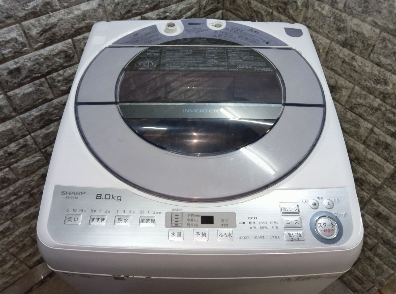 大阪送料無料☆3か月保障付き☆洗濯機☆2018年☆シャープ☆8kg 大阪送料無料☆3か月保障付き☆洗濯機☆2018年☆シャープ☆8kg