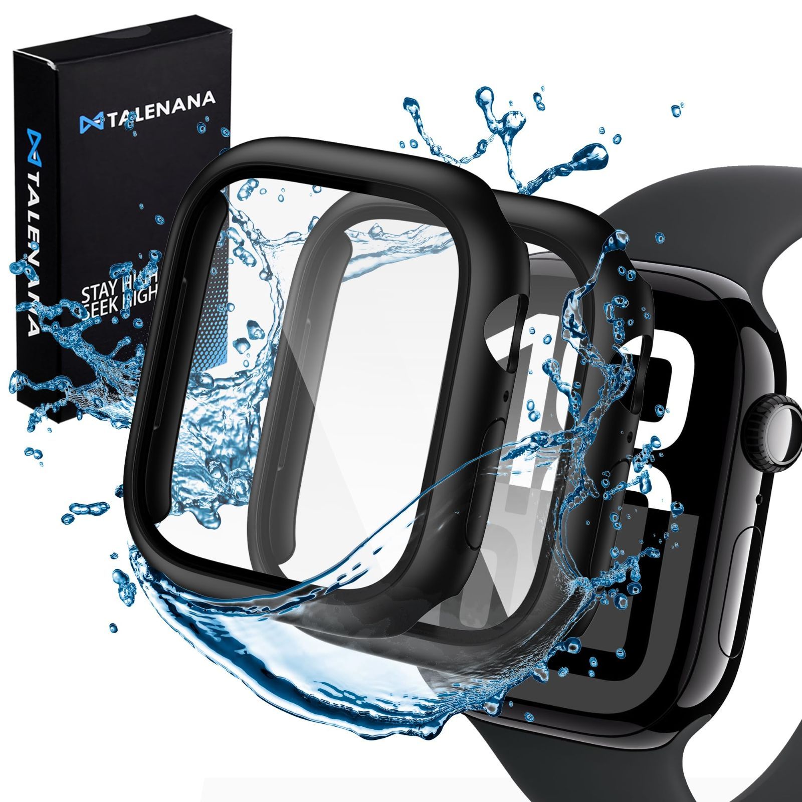 【在庫セール】【二枚セット】TALENANA for Apple Watch 10ケース 42mm 防水 アップルウォッチ10防水カバー ガラスフィルム 一体型 apple watch series 10対応 PC素材 耐衝撃 タッチ感良好 衝撃吸収 防塵 A