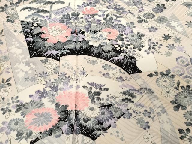 平和屋着物■豪華振袖　駒刺繍　地紙吉祥花文　暈し染め　金彩　逸品m068 平和屋着物○豪華振袖 駒刺繍 枝垂れ桜 地紙吉祥花文 暈し