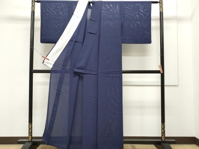 平和屋着物＊夏物 色無地 絽 紺色 正絹 逸品 CAAR9834ev