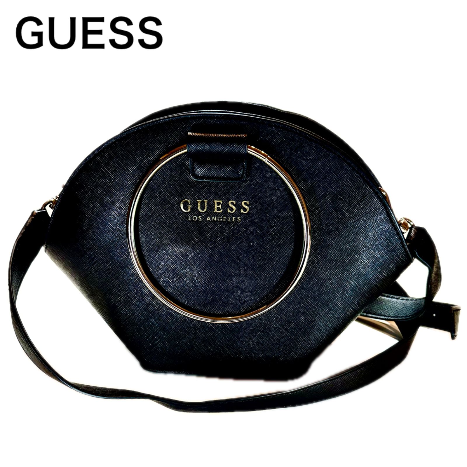 美品】GUESS ショルダーバッグ バンドバッグ （ブラック） - メルカリ