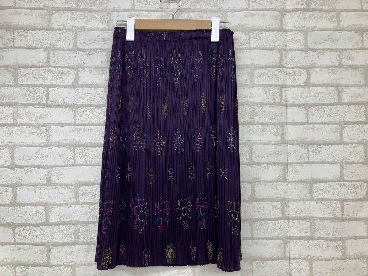 PLEATS PLEASE PP53-JG724 プリーツ プリーツ スカート レディース パープル sizeM イッセイ ミヤケ 雪の結晶 ドメスティック