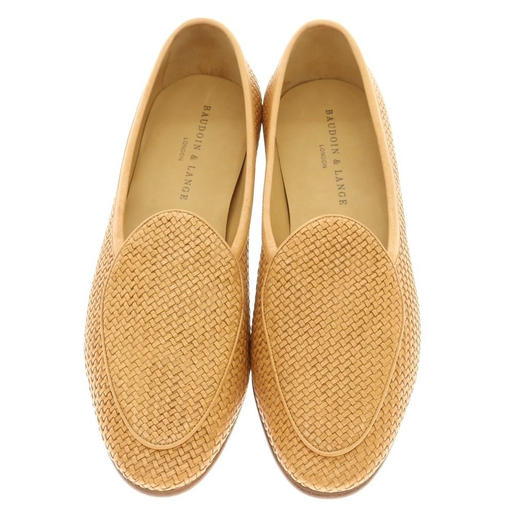 ボードインアンドランジ Baudoin - Lange イントレチャートレザー ベルジャンシューズ ローファー ライトブラウン サイズ41 メンズ