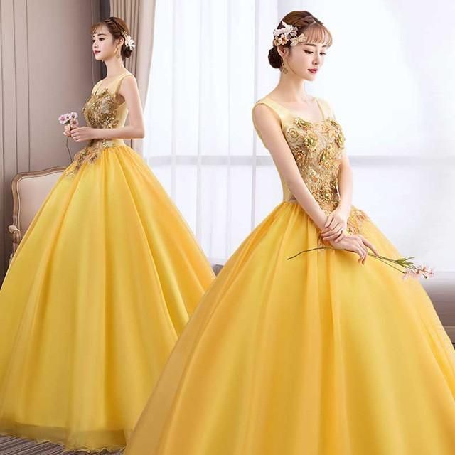お花嫁 ドレス ウエディングドレス ロングドレス 結婚式 パーティー 二次会 プリンセスドレス ドレス ロングドレス 披露宴