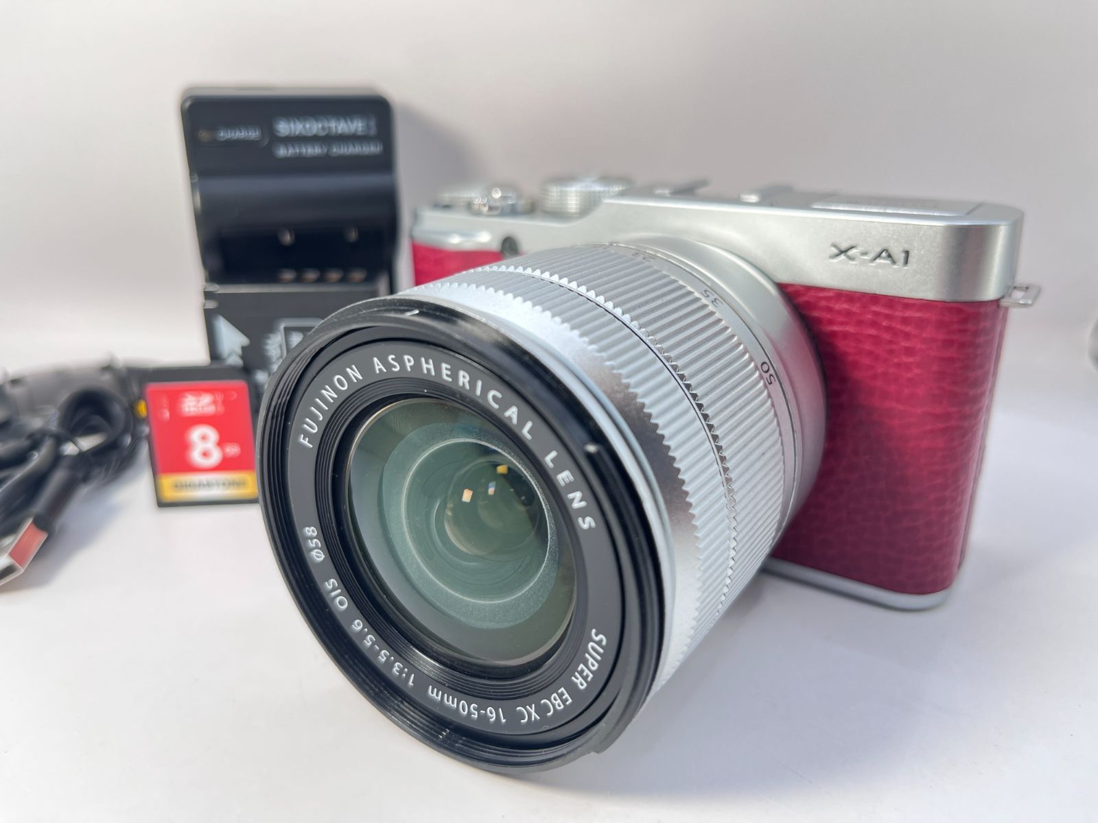 美品 FUJIFILM X-A1 レッド レンズキット XC16-50mm F3.5-5.6 OIS 動作 