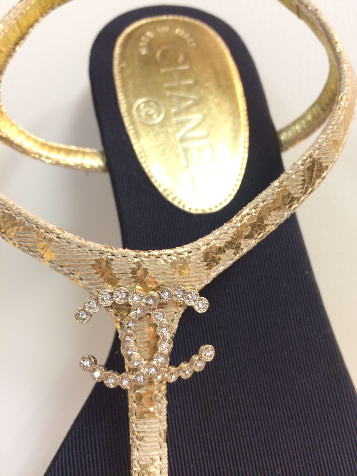 CHANEL シャネル ココマーク ラインストーン CC レザー ストラップ  