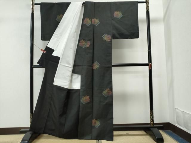 平和屋着物○本場大島紬 9マルキ 地空き 地紙重ね草木文 正絹 逸品