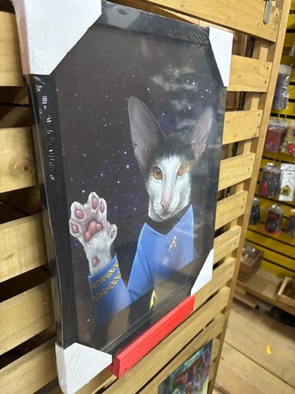 パロディ 猫 スター・トレック ミスター スポック 木製ポスター付 