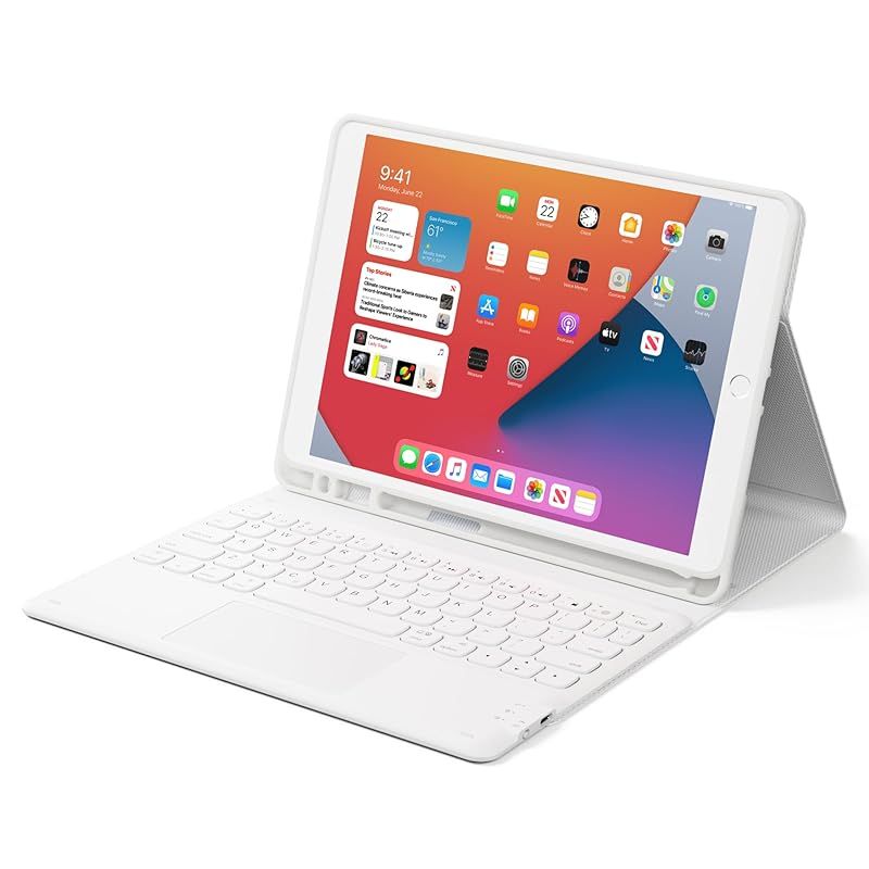 【在庫限り】iPad 9世代 キーボード iPad 8世代 キーボード ケース タッチパッド付き ipad 10.2 キーボード ケースiPad7世代キーボード[2021/2020/2019モデル] BTキーボードカバー 脱着式 多角度調整 傷