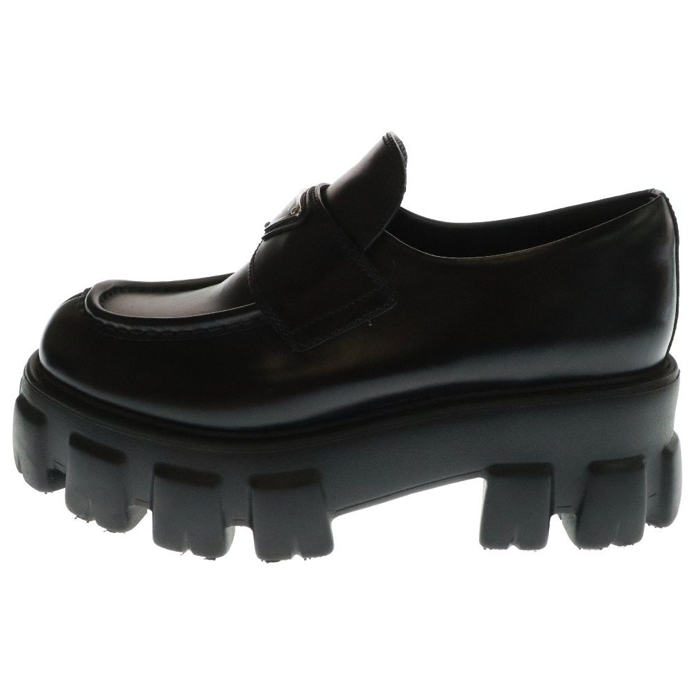 PRADA プラダ モノリス トライアングルロゴ レザーローファー 649 ブラック