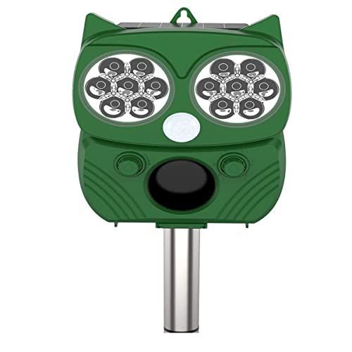 超音波動物抑止機 害虫除け フクロウ造形 5モード 高性能 ワイドカバー 、ソーラー式 防水 調整可能 太陽電池式 猫、鳥、タヌキ、犬、ネズミ、害虫