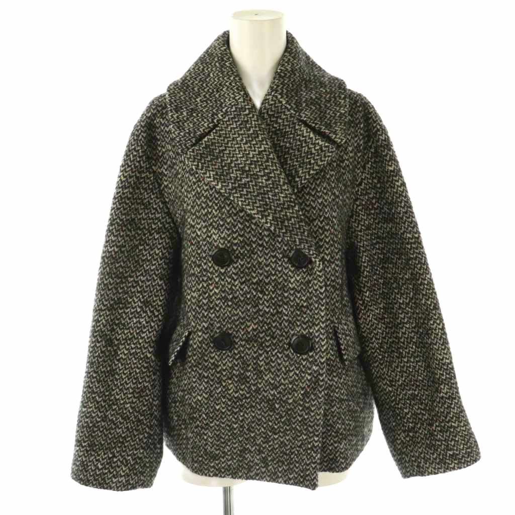 トゥモローランド TOMORROWLAND collection 24AW ネップホームスパン ピーコート ダブル 36 ブラック HK OS