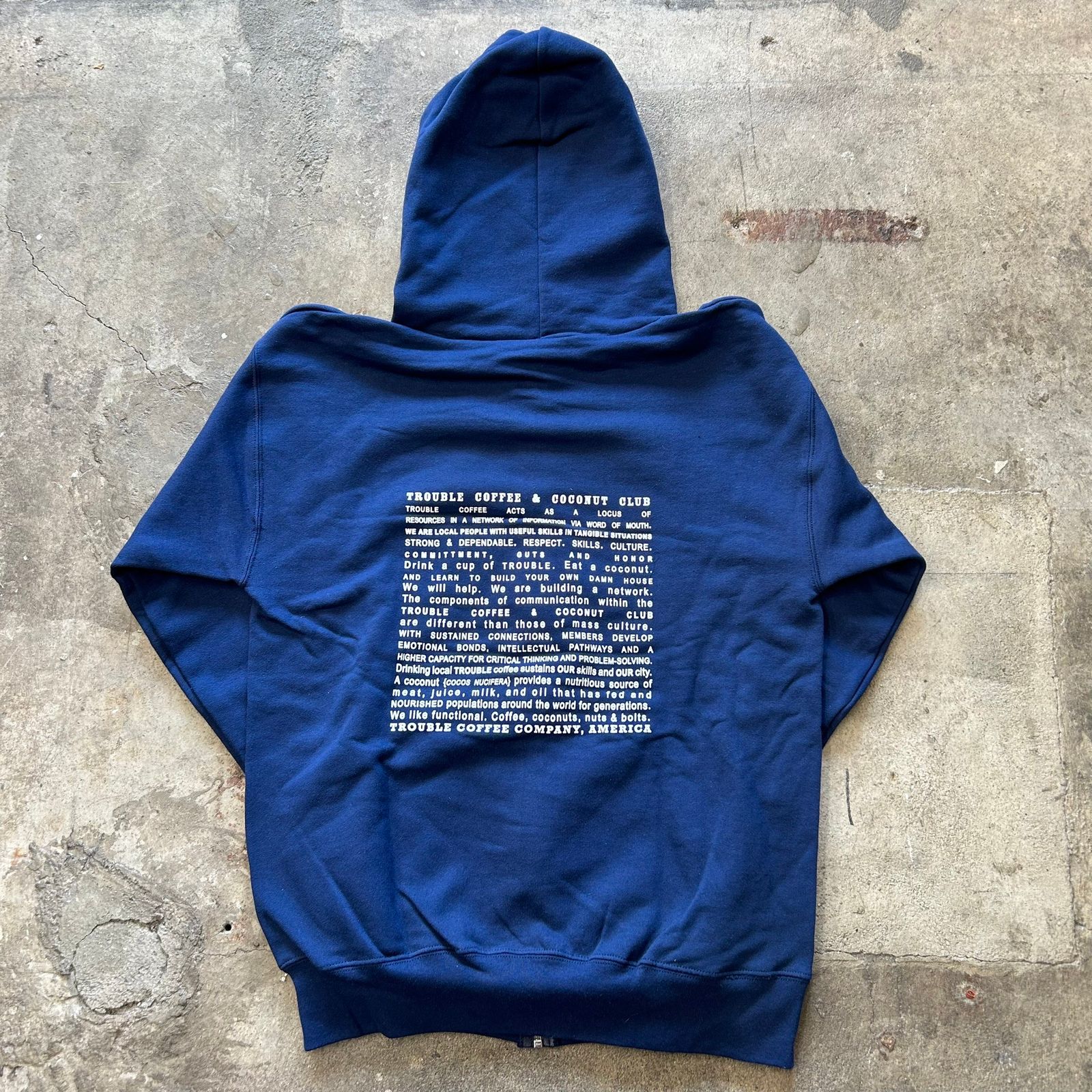 TROUBLE COFFEE ZIP HOODY NVY M トラブルコーヒー パーカー - メルカリ