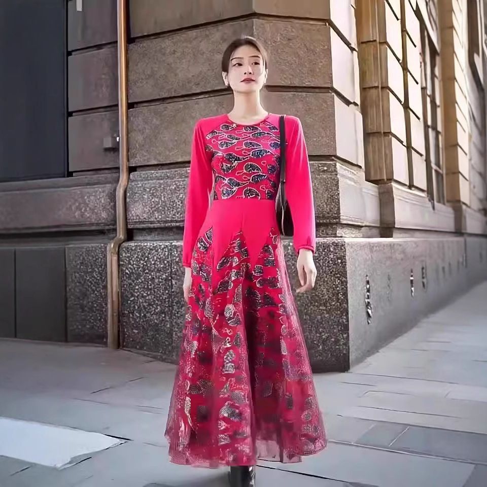 モダンダンスワンピース ロングスリーブ