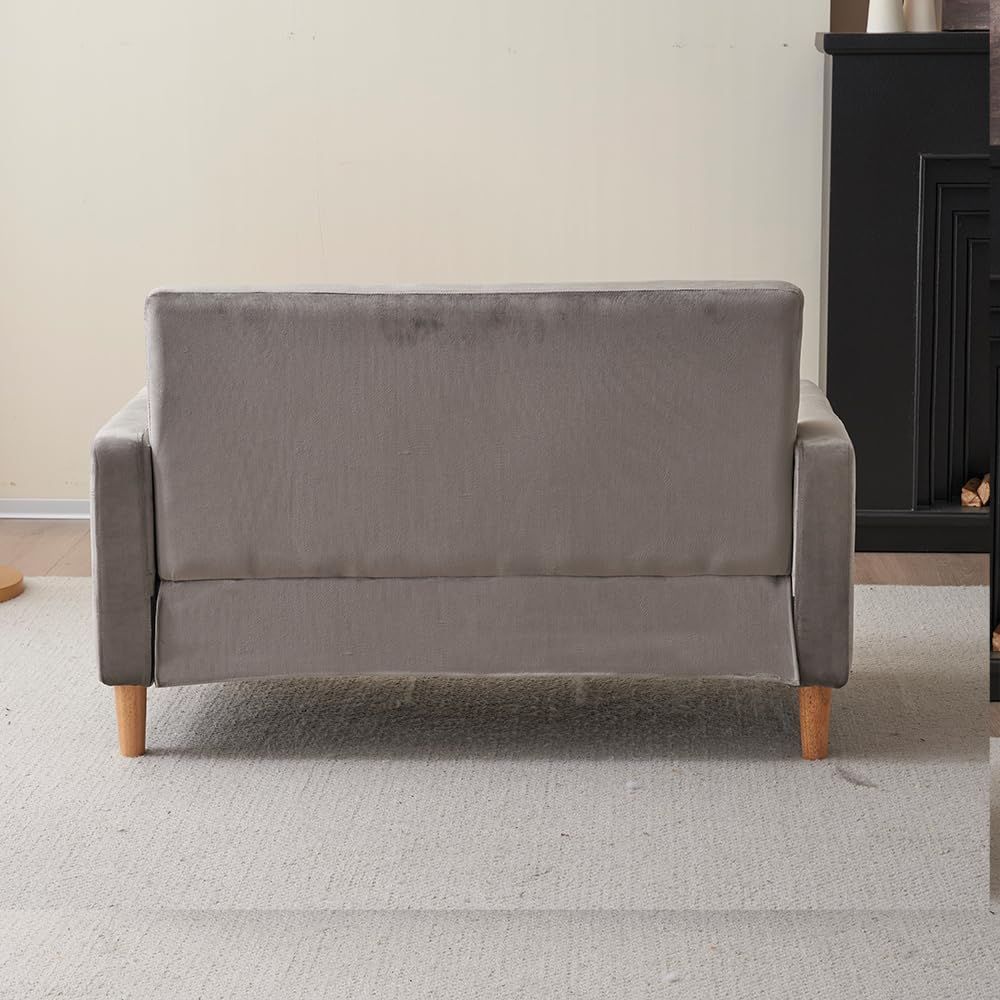 在庫 ソファベッド 北欧スタイル 新生活 グレー おしゃれ ベルベット 2WAY 簡単組み立て 幅約110cm 天然木脚 肘付き 2人掛け ソファー オーエスジェイ OSJ