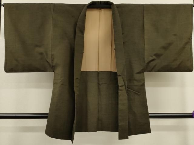 平和屋着物男性　羽織　紬地　媚茶色　正絹　逸品　CAAL4737dy