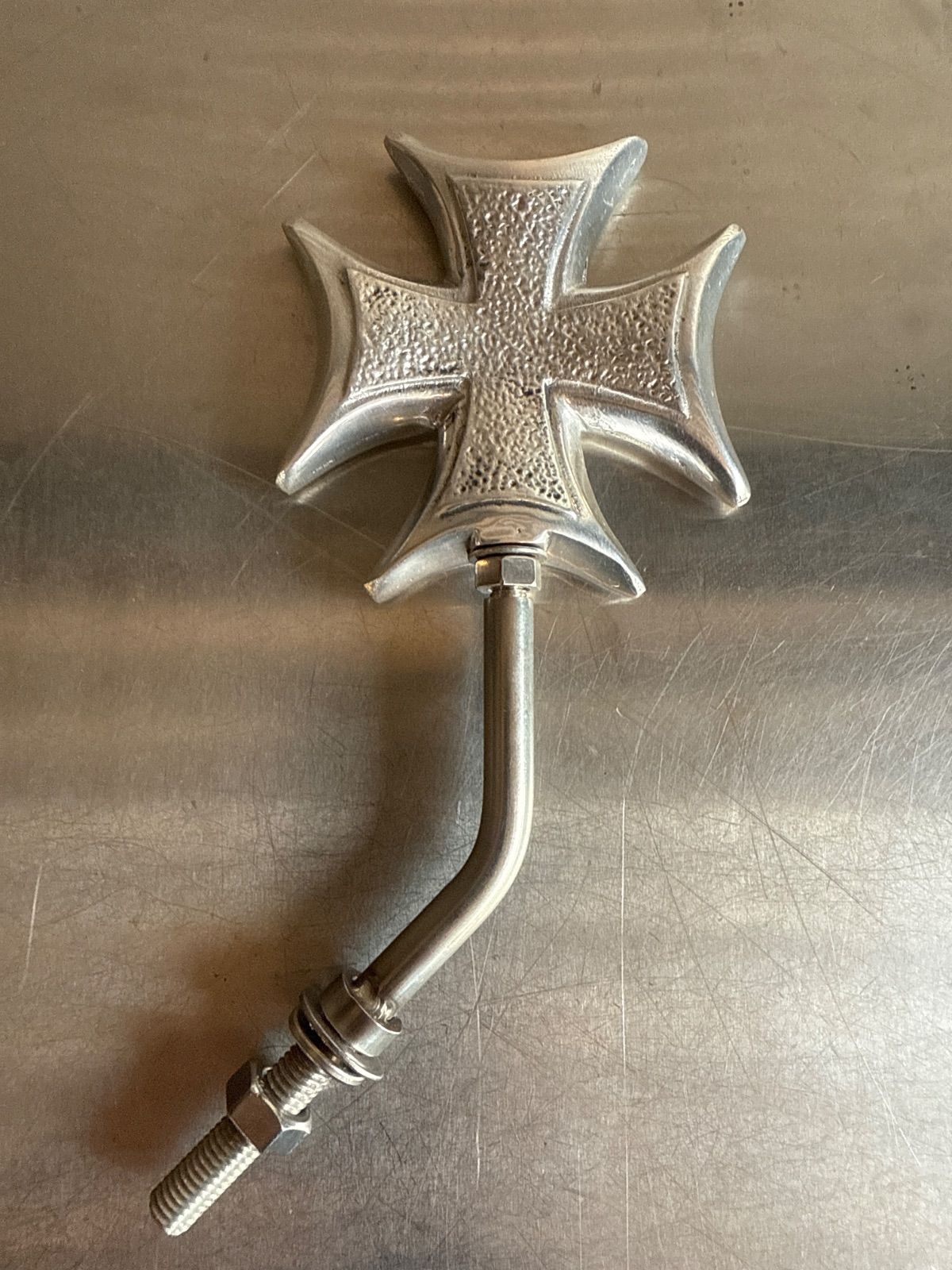 ビンテージスタイル カスタム クロスミラー 背面砂仕上 ステー付き