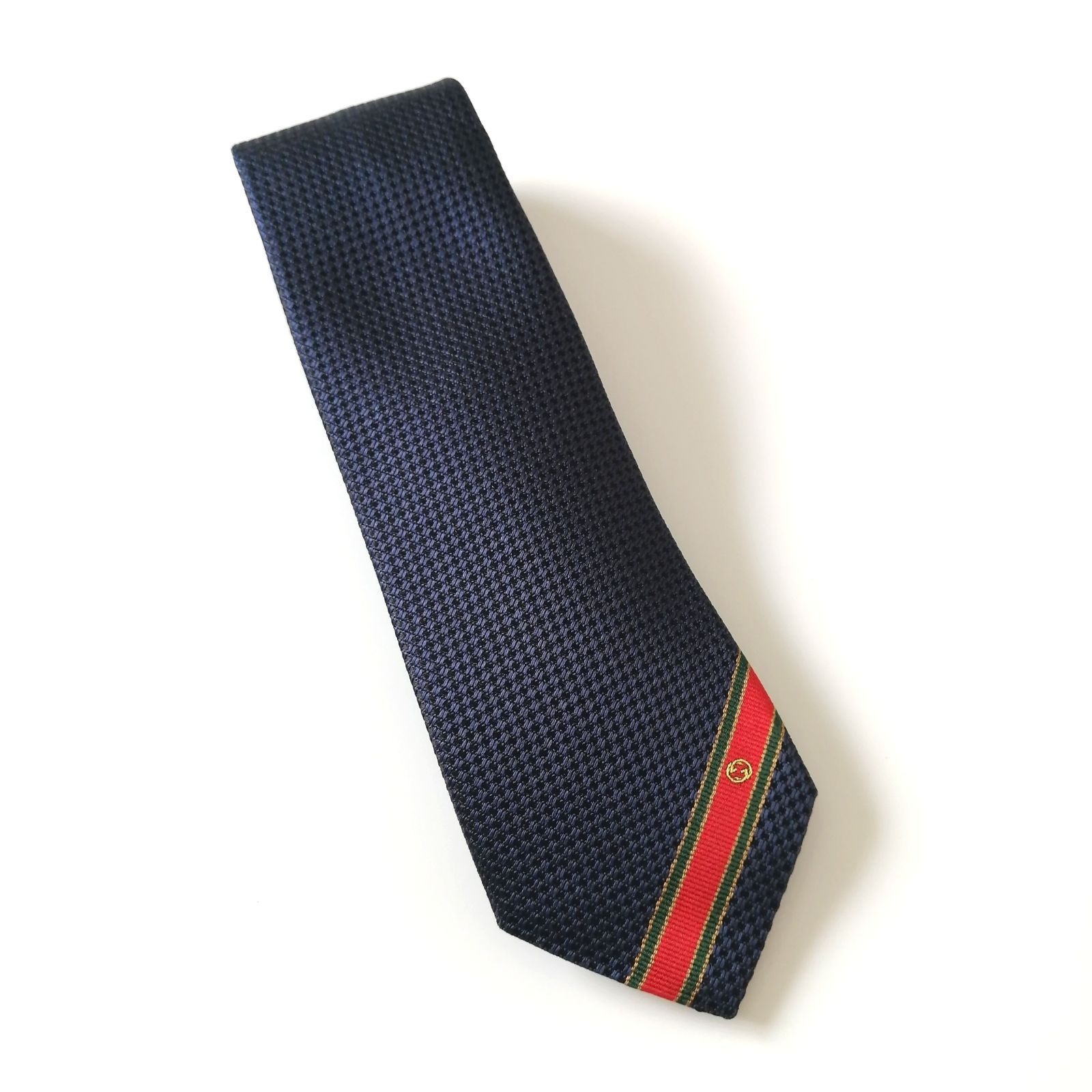 グッGUCCI ナロータイ ネイビー インターロッキング シェリーライン グッGUCCI ナロータイ ネイビー インターロッキング シェリー