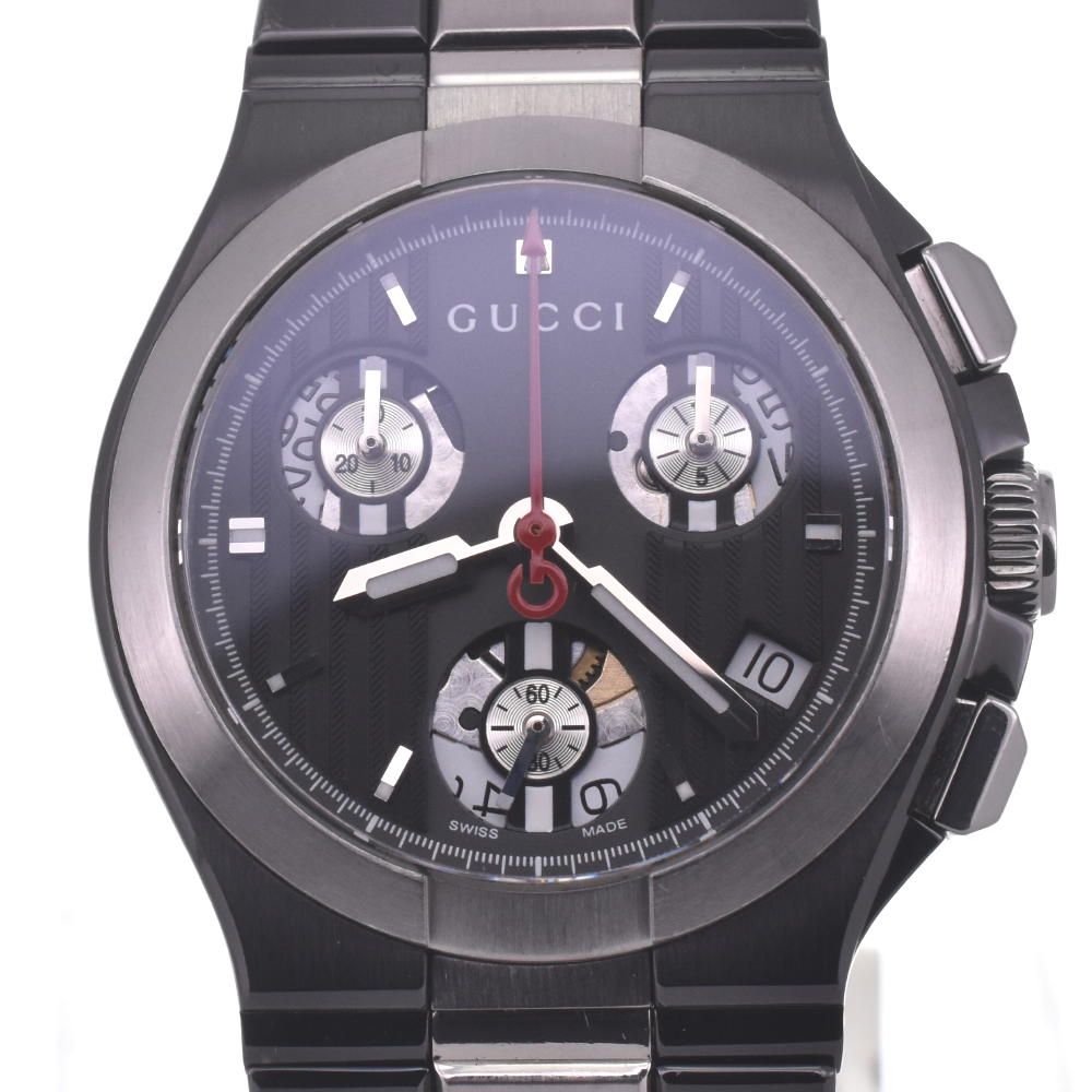 グッチ GUCCI 124.4/YA124402 チタン クロノグラフ クォーツ レディース良品 L#126420